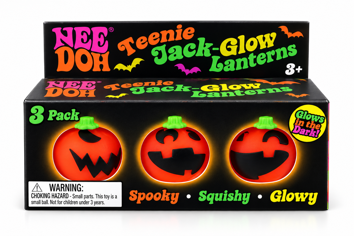 NeeDoh Teenie Jack-Glow Lanterns 3-Pack – Glow-in-the-Dark Halloween Squishies