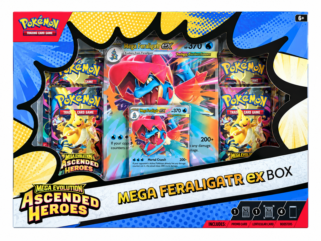 Pokémon TCG: Mega Feraligatr ex Box – Mega Evolution: Ascended Heroes