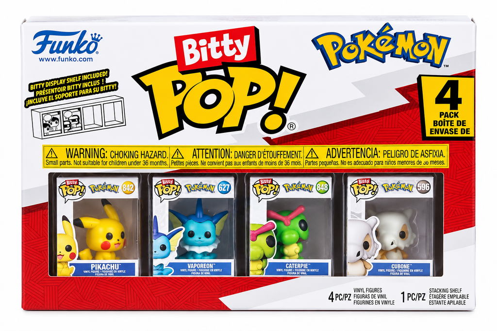 Funko Bitty Pop! Pokémon 4-Pack – Pikachu, Vaporeon, Caterpie & Cubone