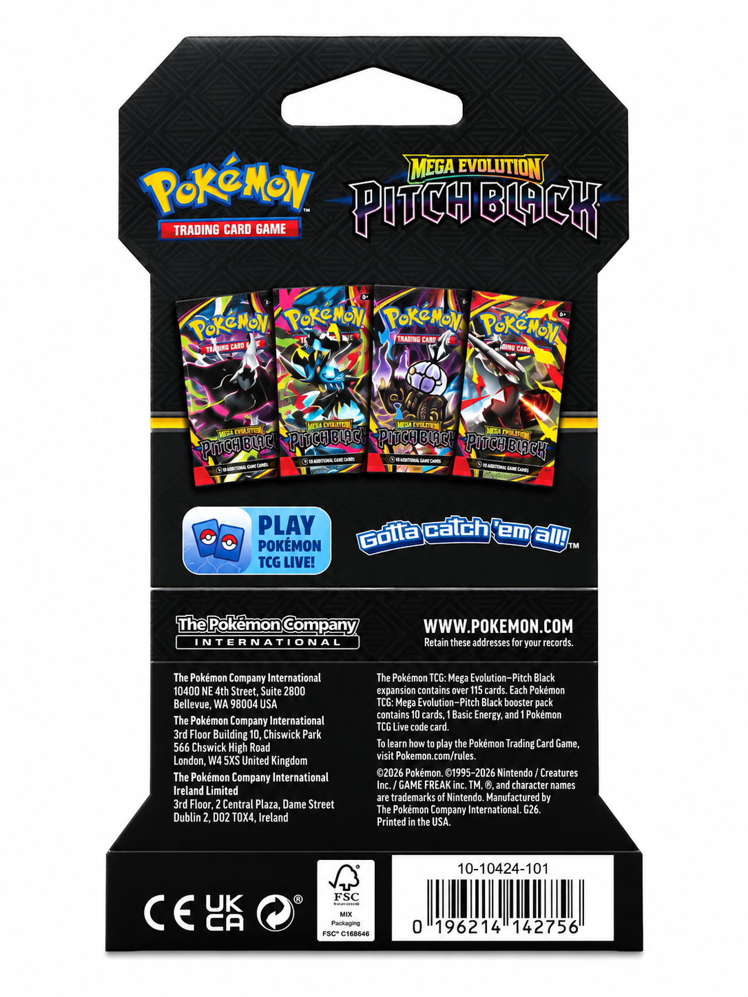 Pokémon TCG: Mega Evolution – Pitch Black Sleeved Booster Pack