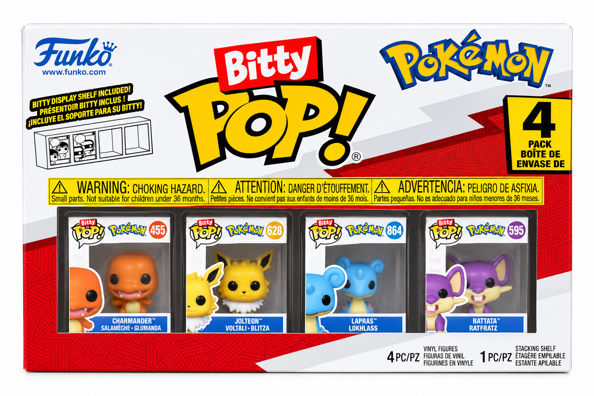 Funko Bitty Pop! Pokémon 4-Pack – Charmander, Jolteon, Lapras & Rattata